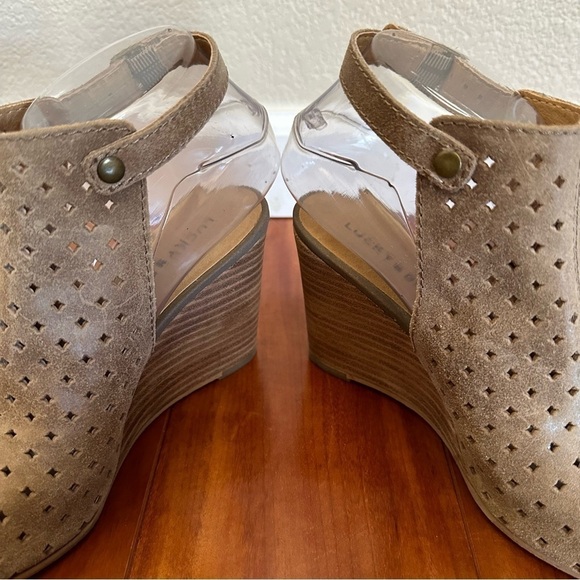 Lucky Brand Risza Open Toe Platform Wedges Leather Sandals - Picture 10 of 14